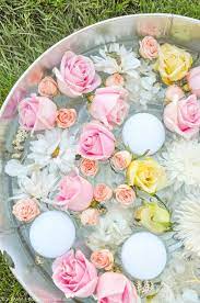 Chic Floral Baby Blessing Luncheon With Free Printables Kara S Party Ideas Floating Candles Wedding Floating Candle Centerpieces Wedding Candle Wedding Centerpieces