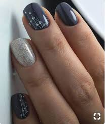 Dark Gray And Silver Sparkle Nails Bridal Nail Art Gorgeous Nails Pretty Nails