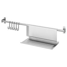 Kungsfors Rail With 5 Hooks And Tablet Stand Stainless Steel Ikea Tablet Stand Ikea Stainless Steel Railing