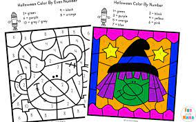 This color by number coloring sheet has a spooky hidden picture. Halloween Color By Number Fun With Mama