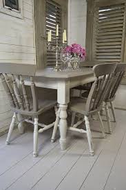 Dine In Style With Our Stunning Grey And White Split Dining Set Painted In Annie Sloan S Gorge Shabby Chic Dining Tables Grey Dining Tables Shabby Chic Dining