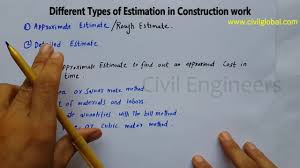 Some jobs require the use of additional materials, which are generally not included on the estimate. Different Types Of Estimation In Building Construction Youtube