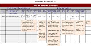 Beef Butchering Yield Form Chefs Resources