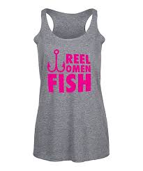 Instant Message Womens Athletic Heather Reel Women Fish Racerback Tank Women