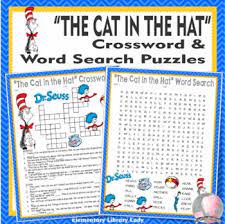 The Cat In The Hat Activities Dr Seuss Crossword Puzzle And Word Searches Elementary Library And Word Elementary