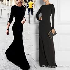 Cheap Long Sleeves Prom Dress Discount Simple Black Evening Dress With Jewel Neck L Simple Black Evening Dresses Simple Black Prom Dress Prom Dresses Vintage