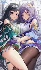 ponnyu12, genshin impact, keqing (genshin impact), lan yan (genshin  impact), 2girls - Anime R34