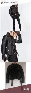 Zara Leather Biker Jacket Quilted Padded Shoulder Zara Leather Leather Biker Jacket Biker Jacket