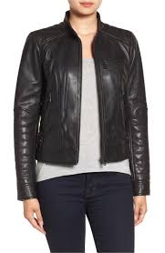 Main Image Bernardo Quilted Leather Moto Jacket Regular Petite Leather Jackets Women Leather Jacket Black Faux Leather Jacket