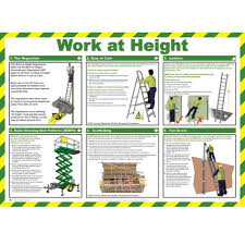If the risk cannot be eliminated, minimise the consequences and distance of a fall, by using the right type of equipment. Work At Height Safety Poster Ese Direct
