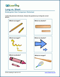Long Vs Short Size Comparison Worksheets For Preschool Kindergarten K5 Learning