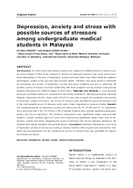 Depressive symptoms (depression hereafter) are serious health challenge for university students1,2. Pdf Depression Anxiety And Stress With Possible Sources Of Stressors Among Undergraduate Medical Students In Malaysia Ali Sabri Radeef Academia Edu