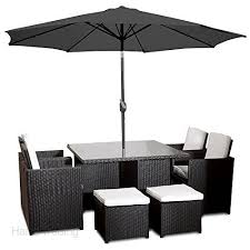 Black garden dining set with parasol base with wheels. Harts Premium Rattan Dining Set Cube 8 Seats Garden Patio Conservatory Rattan Garden Furniture Terrace Furniture Patio Furniture Pillows