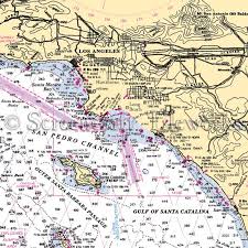 California Los Angeles San Pedro Channel Nautical Chart Decor