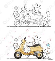 Dibujo de árboles para colorear con niños. Lindos Gatos Y Motocicleta Dibujos Animados Para Colorear Pagina Vector De Stock Crushpixel