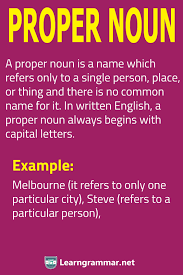 Proper Noun Proper Nouns Nouns Teaching English Grammar