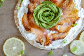 In this plate, we put a spin on bagels and shmear by putting it on naan flatbread with goat cheese. Smoked Salmon Flatbread Couple In The Kitchen