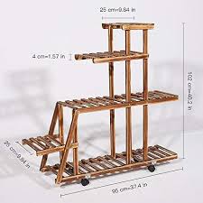 Unho Etagere A Fleurs Bois A Roulettes De 5 Niveaux Porte Plante Interieur Exterieur Etagere Echelle Tablettes Pour Plantes Support Pour Plante Balcon Terrasse