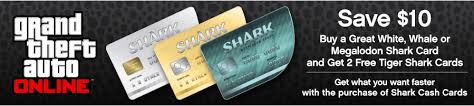I know people will actually buy these and rockstar know that too, it also encourages people to purchase the cheaper shark cards also, but unless you are rich and have cash to splash the one hundred dollar shark card is really pointless. Gamestop 2 Free Gta Online Tiger Shark Cards When You Buy A Great White Whale Or Magaodon Shark Card Deal Graveyard Cheap Ass Gamer