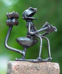 Frog Reading Small Metal Sculpture Metal Sculpture Sculpture Scrap Metal Art