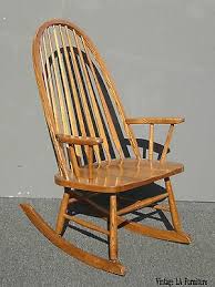 Light, medium and dark stains available: Vintage Mid Century French Country Oak Windsor Rocking Chair By Royola Pacific Ebay
