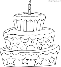 Grease and flour your pans: Simple Three Tier Birthday Cake Coloring Page Coloringall