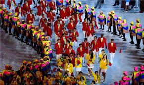 Flagbearers zhao shuai of china and ting zhu of china lead their contingent in the athletes parade during the opening ceremony. Athletes March At Olympic Opening Ceremony 2 Chinadaily Com Cn