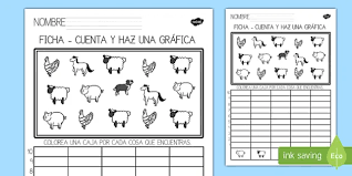 Paginas interactivas para preescolar : En La Granja Contar Y Hacer Graficas Ficha De Actividad