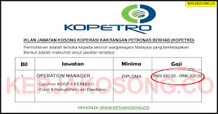 Koperasi kakitangan petronas berhad atau kopetro telah ditubuhkan pada 30 oktober 1980. Jawatan Kosong Koperasi Kakitangan Petronas Berhad Kopetro