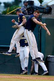 Michigan Baseball One Win Away From College World Series After Beating Ucla 3 2 College World Series Baseball First World Series