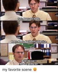 By dressing as his double!watch the office us on google play: Fact Bears Eat Beets Bears Beets Battlestar Galactica Bears Do Not Whatis Going On My Favorite Scene Meme On Me Me