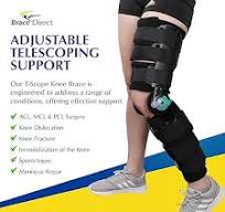 Brace Direct Post-Op ROM T-Scope Knee Brace - Telescoping Range of Motion  Hinged Knee Support for ACL, MCL, PCL, Meniscus & Fracture Surgery Recovery  ...