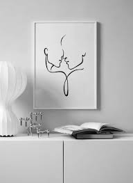 Face drawing in lines, yellow fashion sketch, woman art. Line Drawing And Abstract Face Trend Our Picks For Your Home