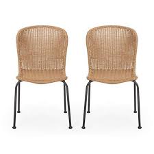Christopher Knight Home 311696 Dinah Outdoor Wicker Dining Chair Set Of 2 Light Brown Black Chr Boho Dining Chairs Patio Dining Chairs Wicker Dining Chairs