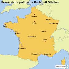 Aufgrund der form wird frankreich auch als hexagone bezeichnet. Stepmap Landkarte Frankreich Politische Karte Mit Stadten Landkarte Fur Frankreich