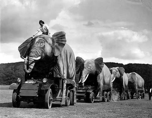 British Military Equipment disguised as Elephants, India during WWII "The Indian Army during World War II, a British force also referred to as the British Indian Army, began the war, in 1939,