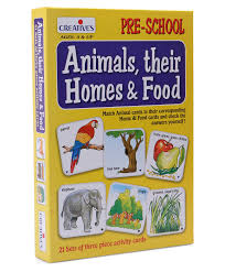Some animals build homes in their habitat. Creatives Animals Their Homes Food Activity Cards Multicolour Online India Buy Educational Games For 3 4 Years At Firstcry Com 79351