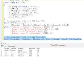 Sql Server Temp Tables Sql Local And Global Temporary Tables