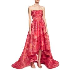 Marchesa Notte Strapless Floral Fil Coupe High Low Gown 1 295 Liked On Polyvore Featuring Floral Evening Gown High Low Evening Dresses Red High Low Dress
