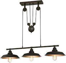 Oil rubbed bronze finish with highlights adds rustic appeal perfect for farmhouse kitchens or urban lofts. Westinghouse Lighting 6332500 Iron Hill Three Light Indoor Island Pulley Pendant Finish With Highlights And Metallic Interior 3 Oil Rubbed Bronze Bronze Amazon Com