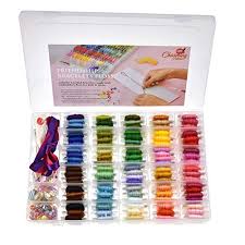 374 Pcs 100 Premium Dmc Color Embroidery Floss With Organizer Storage Box Cross Stitch Kit With Tools Floss Bobbins Beads And Ribbons Friendship