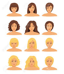 Flip up the ends and tease the crown section for a special occasion. A Set Of Different Types Of Hair Curly Straight Different Royalty Free Cliparts Vectors And Stock Illustration Image 164930784