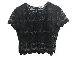 Noir haut en dentelle noire manches longues en dentelle noire bas de la robe en tulle noir décolleté en v croisé elastique à la taille composition: Tops Sonia By Sonia Rykiel Haut Dentelle Pour Soiree T 40 42 Dentelle Noir Ref 140408 Joli Closet