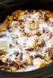 Crock Pot Cinnamon Roll Casserole Spicy Southern Kitchen Recipe Crockpot Breakfast Recipes Food