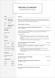 Cv resume for bottling company format : Food And Beverage Attendant Resume Template Example Sample Cv Resume Template Examples Resume Manager Resume