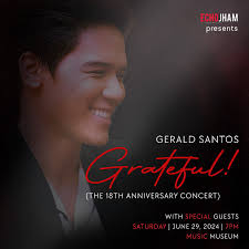 Gerald Santos : GRATEFUL (The 18th Anniversary Concert) traces Gerald's  journey in the world of music and entertainment through the years, from his  humble beginnings to becoming an international theater artist. The