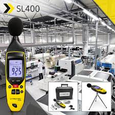 A fitness trainer is working with a client at the local gym. Sound Level Measuring Device Sl400 For Professional Documentation Of Machine And Environmental Noise Emissions And Workplace Measurements Available Again