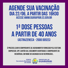 Maybe you would like to learn more about one of these? Guarapari Inicia Vacinacao Para Pessoas Acima De 40 Anos Prefeitura Municipal De Guarapari Es