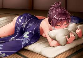Hentai Booru - Image 1829: 1girl after_sex afterglow ahoge  alternate_hairstyle ass bangs blanket blush breasts breath brown_eyes  commentary_request covering eyebrows_visible_through_hair futon  hagikaze_(kantai_collection) hair_ornament hairclip ...