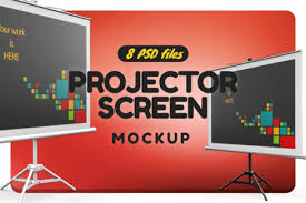 Pojector Screen Mock Up In Product Mockups On Yellow Images Creative Store